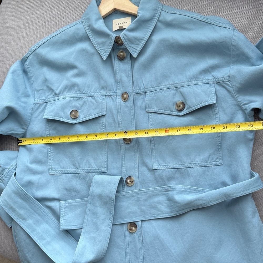 Sezane Marena Belted Utility Jacket Light Blue US 12 - Picture 11 of 15